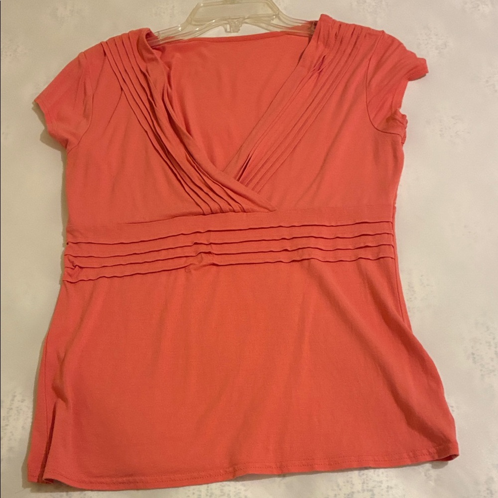 Ann Taylor Coral Short Sleeve Top